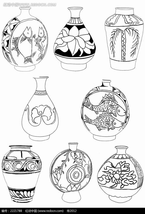 花瓶图案:花瓶花纹图案简笔画